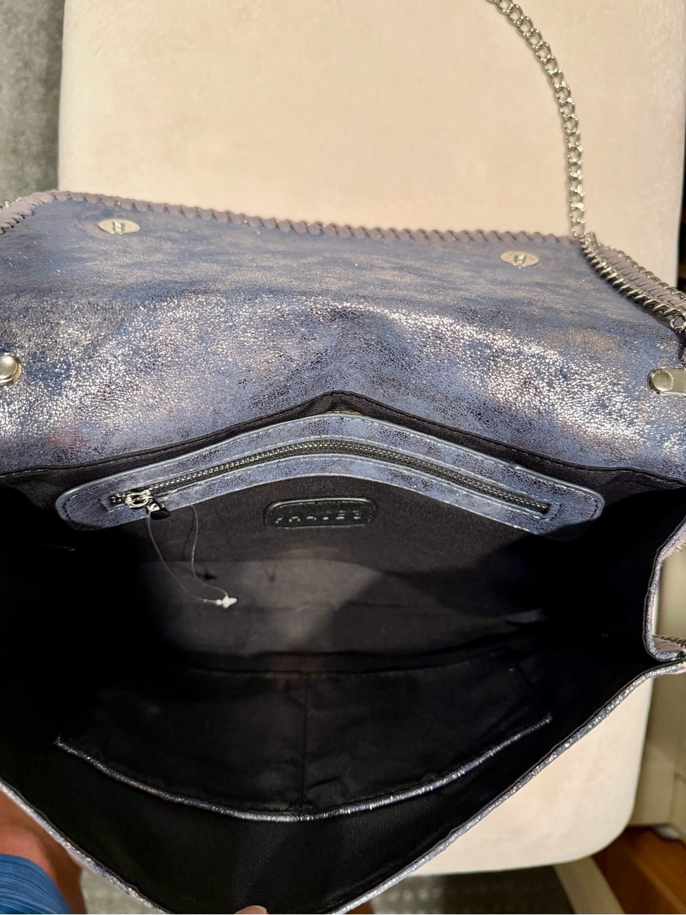 Phase 3 Metallic Navy Blue Crossbody with Silver Chain - Picture 4 of 4
